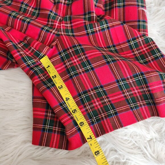 Vintage High Waisted Tartan Wide Leg Pleated Front Shorts Womens 10 Red Academia - Picture 7 of 11